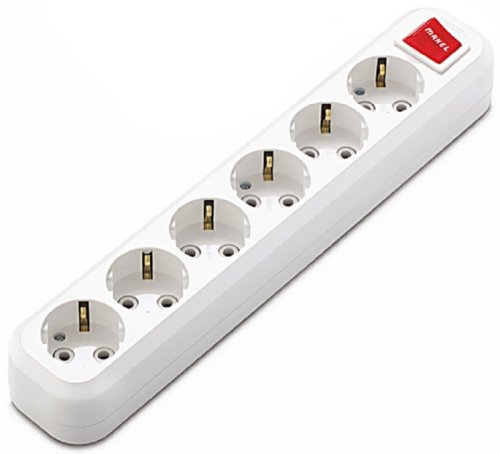 Колодка удлинителя с заземлением и выключателем Makel 6-м 16А 3500Вт белый картинка 